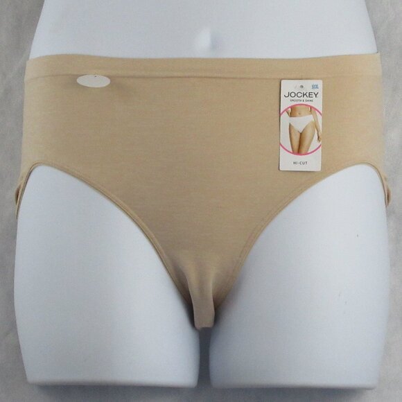 Jockey Women's Smooth Seamless Hi Cut Brief Panty, Light Nude 4, XXL / Size 9 - Picture 1 of 5